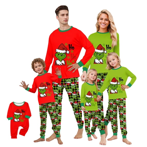 Griinch Christmas Family Pajamas Matching Sets, 2 Pcs Merry Griinchmas ...