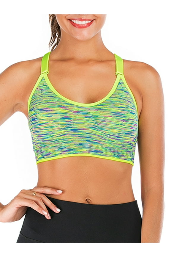 Gril's Junior's Medium Support Cross Back Wirefree Removable Cups Yoga Sport Bra