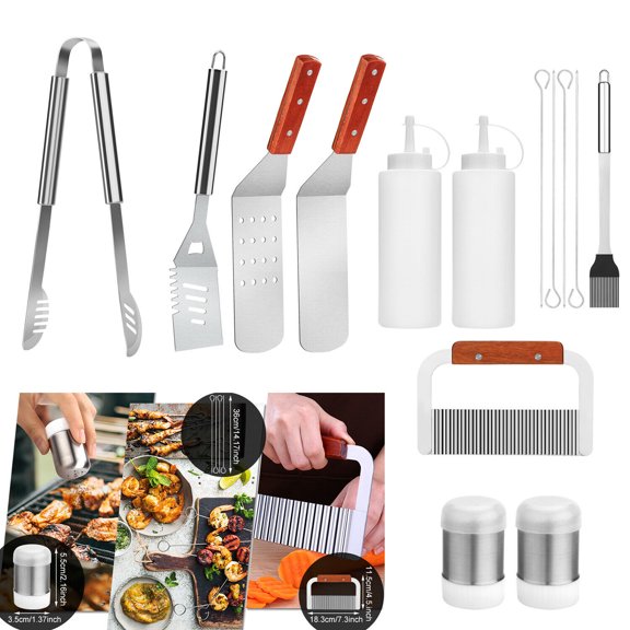 Grill Accessories BBQ Tools Set, 14Pcs Stainless Steel Barbecue Tool Kit Grilling Accessory Utensils Sets for Outdoor Camping Backyard