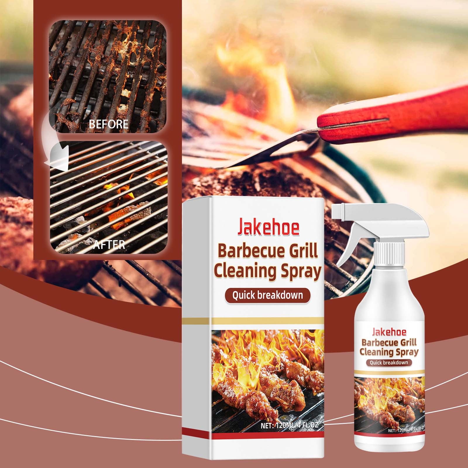 Grill And Grate Cleaner Spray,Powerful Cleaning Degrease And Stain