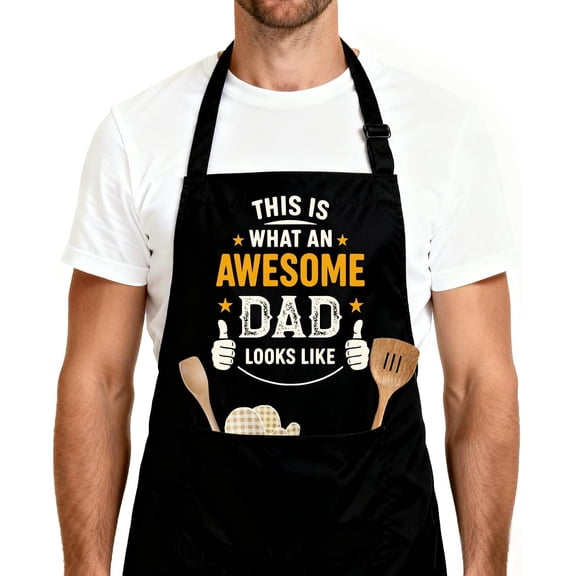 Grill Apron Gifts for Men Dad, Dad Gifts from Daughter Son, Funny Fathers Day Gift for Dad, Mens Grilling Aprons, Birthday Valentines Day Gift for Papa, Father in Law, Chef Apron with 2 Pockets