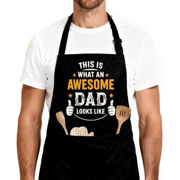 Grill Apron Gifts for Men Dad, Dad Gifts from Daughter Son, Funny Fathers Day Gift for Dad, Mens Grilling Aprons, Birthday Valentines Day Gift for Papa, Father in Law, Chef Apron with 2 Pockets