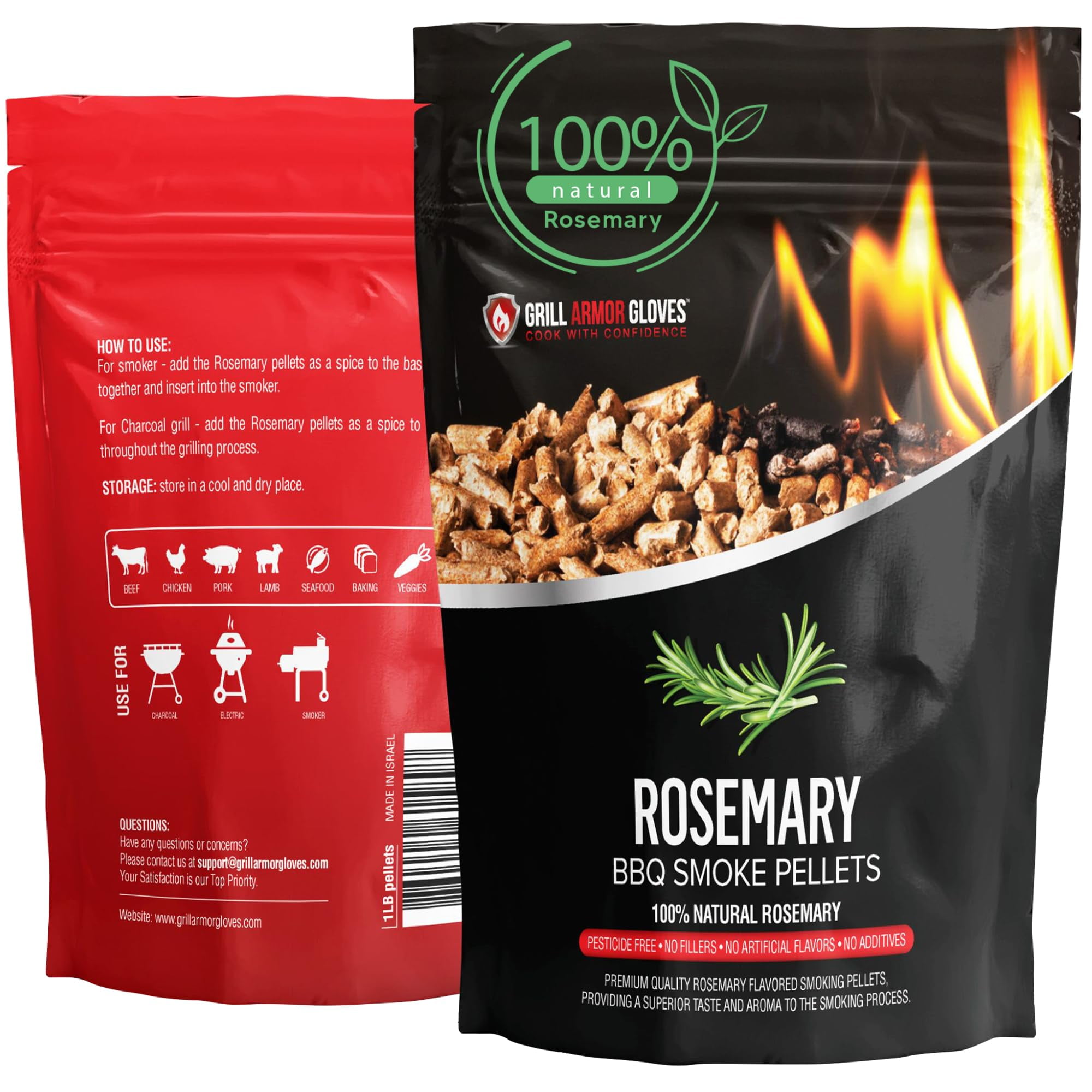 Grill Armor 100 AllNatural Rosemary Pellets for Smokers, Charcoal