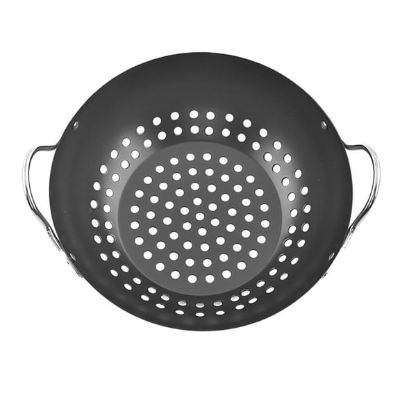 Grill Basket Bbq Vegetable Grilling Barbecue Pan Wok Veggie Steel Grate Portable Tray Cooking Camping Nonstick Stainless