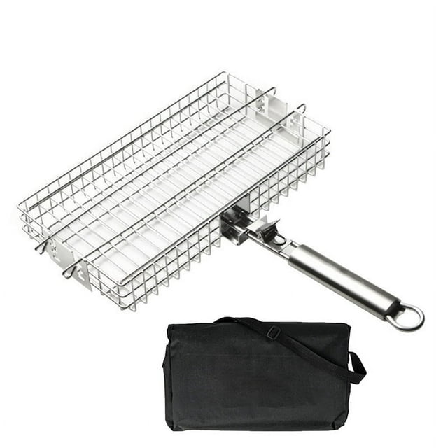 Grill Basket with REMOVABLE HANDLE, Fish Grill Basket Grill
