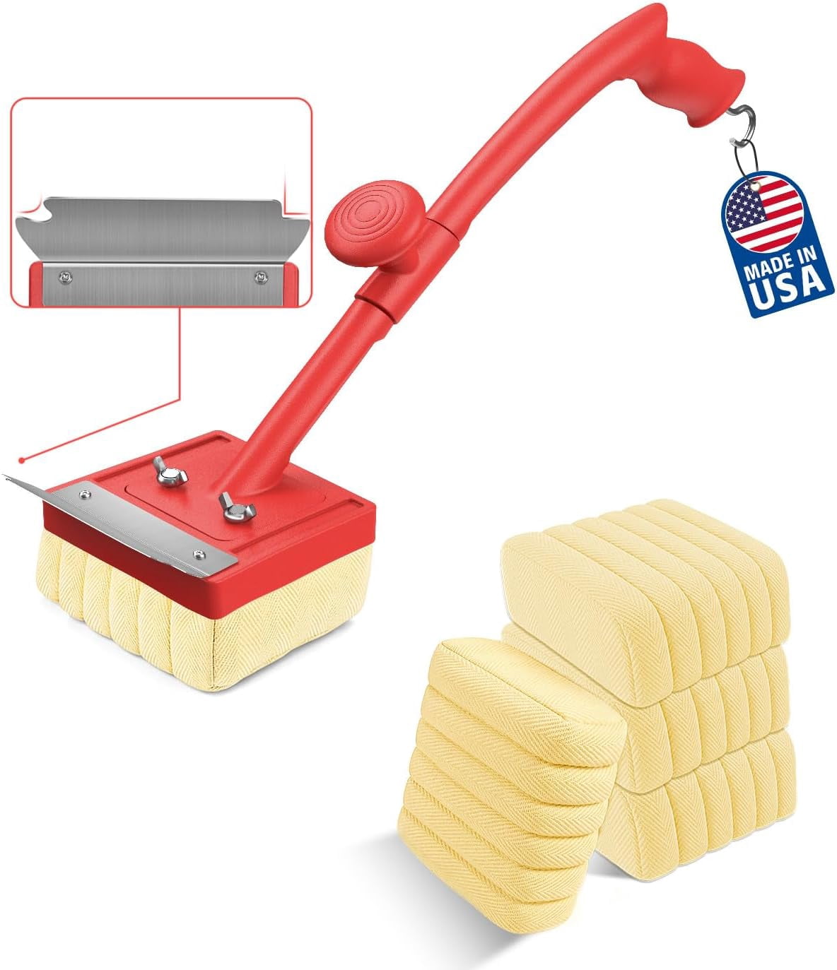 Grill Brush Bristle Free, Safe Non Metal Wire with Scraper 10 Replacement Heads, Steam Grilling Grate Cleaning Tool, BBQ Cleaner Accessory Kit Set, Outdoor Cast Iron Barbecue/Barbeque Scrubber