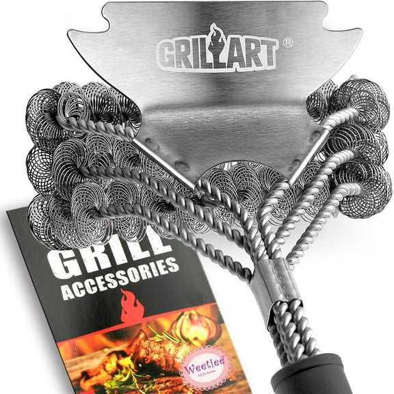 Grill Brush and Scraper Bristle Free Safe BBQ Brush for Grill 18'' Stainless Grill Grate Cleaner - Safe Grill Accessories for Porcelain/Weber Gas/Charcoal Grill Gifts for Grill Wizard