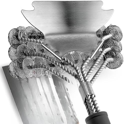 Grill Brush and Scraper Bristle Free – Safe BBQ Brush for Grill – 18'' Stainless Grill Grate Cleaner - Safe Grill Accessories for Porcelain/Weber Gas/Charcoal Grill – Gifts for Grill Wizard