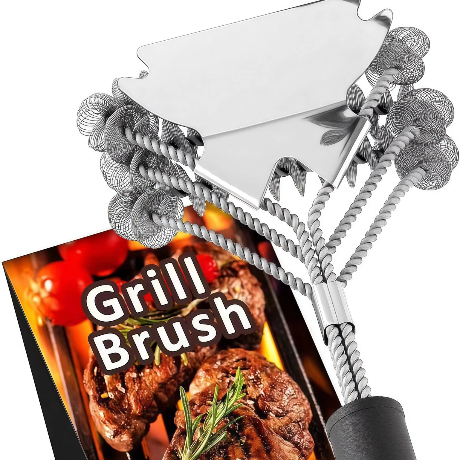 Grill Brush and Scraper Bristle Free – Safe BBQ Brush for Grill –Stainless Grill Grate Cleaner - Safe Grill Accessories for Porcelain/Charcoal Grill – Gifts for Grill Wizard