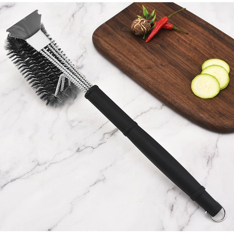 Grill Brush and Scraper, Extra Strong BBQ Cleaner Accessories, Safe Wire Bristles Barbecue Triple Scrubbers Cleaning Brush for Gas/Charcoal Grilling Grates