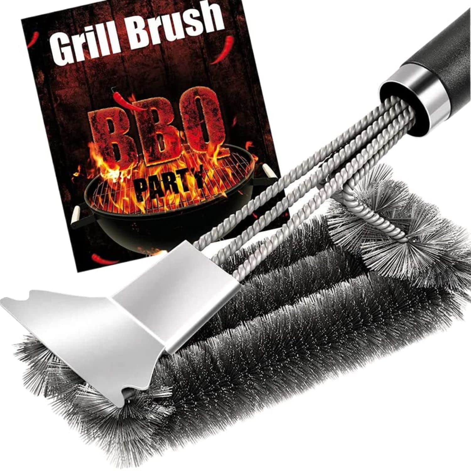 Grill Brush - Grill Cleaner Brush Grill Accessories for Outdoor Grill -  Safe BBQ Brush for Grill Cleaning - Heavy Duty 17 Grill Brushes