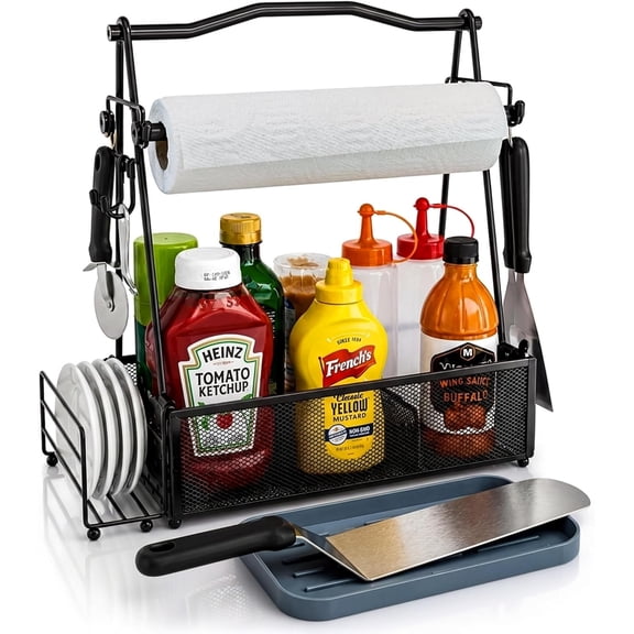 Grill Caddy for Outdoor Kitchen, Picnic Basket, BBQ