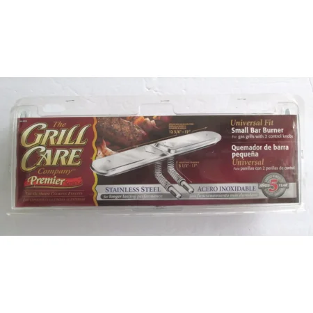 Grill Care Co. Universal Stainless Small Bar Burner - Grills w/ 2 Control Knobs
