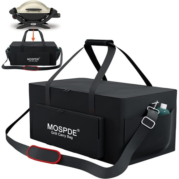 Grill Carry Bag for Weber Q1200 Q1000 Propane Gas Grill, Portable Grill Cover Compatible with Weber Q1400 Electric Grill, 600D Heavy Duty Water-Resistant Griddle Carry Bag for Camping and Barbecue