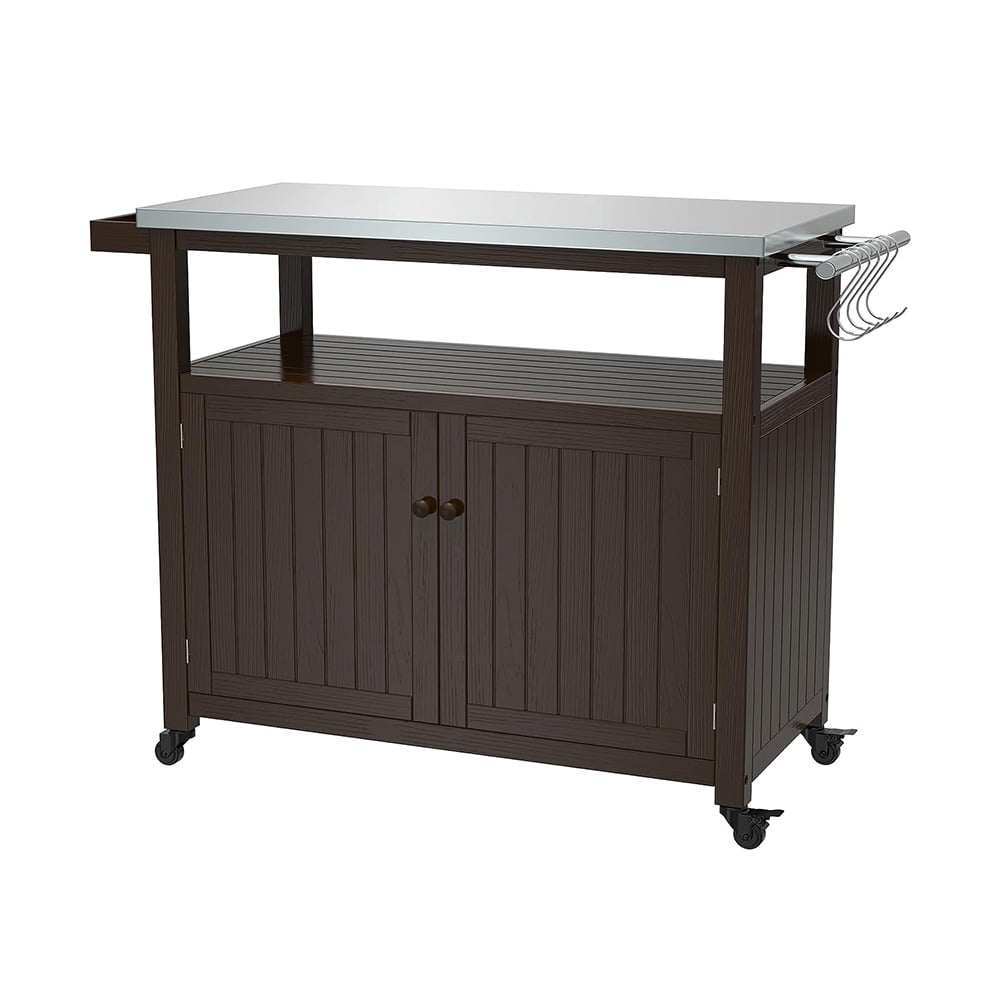 Grill Cart, Rolling Outdoor Grill Table Kitchen Island with Storage