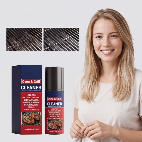Grill Cleaner Spray, Heavy Duty Degreaser for Barbecue Grill, Removes Grease Burnt Stains and Black Marks, Deep Cleaning for Metal Stainless Steel Iron Enamel Grills