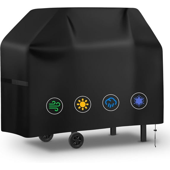 Grill Cover 52 Inch, Waterproof BBQ Cover, Anti-UV & Tear-Proof, Grill Cover for Outdoor Grill, Weather-Proof Barbecue Cover for Weber Char-Broil Brinkmann Holland JennAir and More.