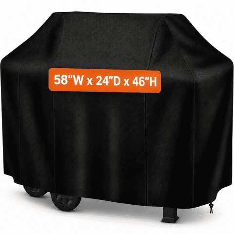 Pinshey Grill Cover 58 Inch, Waterproof BBQ Grill Cover for Outdoor Grill, Heavy Duty Rip-Resistant Barbecue Cover with Adjustable Drawstring, Universal Gas Charcoal Grill Cover for 5255" Grills