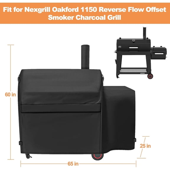 Grill Cover for  Oakford 1150 Reverse Flow Offset Smoker Charcoal Grill, Waterproof  Resistant  Oakford 1150 Pro Grill 810-0071 Cover, 600D Heavy Duty