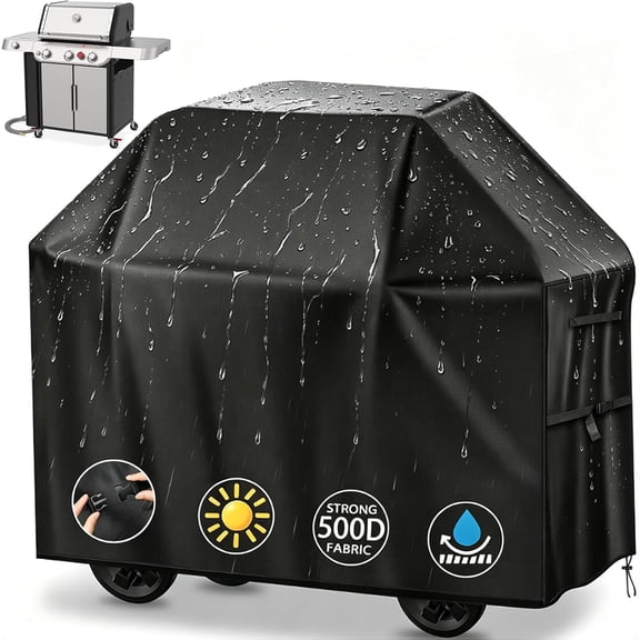 Grill Cover for Outdoor Grill, 58'' Grill Cover, Heavy Duty Tear Resistant Grill Covers, Waterproof Windproof with Buckle, 3-4 Burner BBQ Cover,for Genesis and More