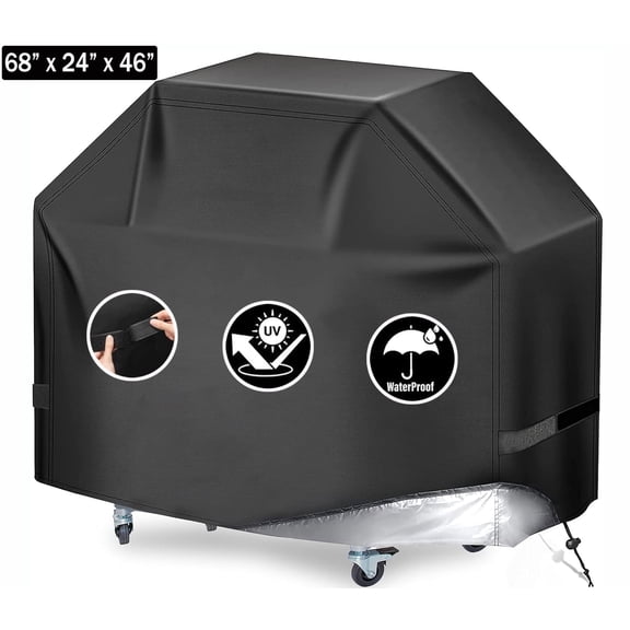 Grill Cover for Outdoor Grill,Heavy Duty Waterproof Oxford Fabric BBQ Cover,Teencool 58" Gas Grill Covers for Outside with Adjustable Drawstring & Strip,2 Handles,Storage Bag