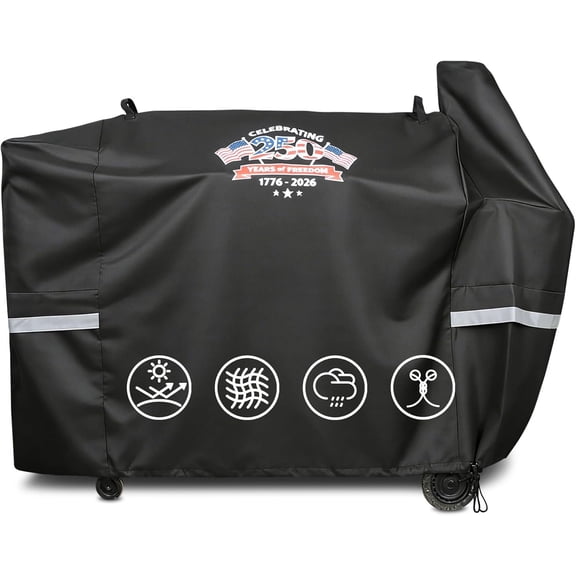 Grill Cover for Pit XL, Rancher XL, 1000 Series, 1100 Pro, 1150 Pro & Z Grills 1000 Series, 600D Pellet Cover, 1776-2026 Patriotic Design