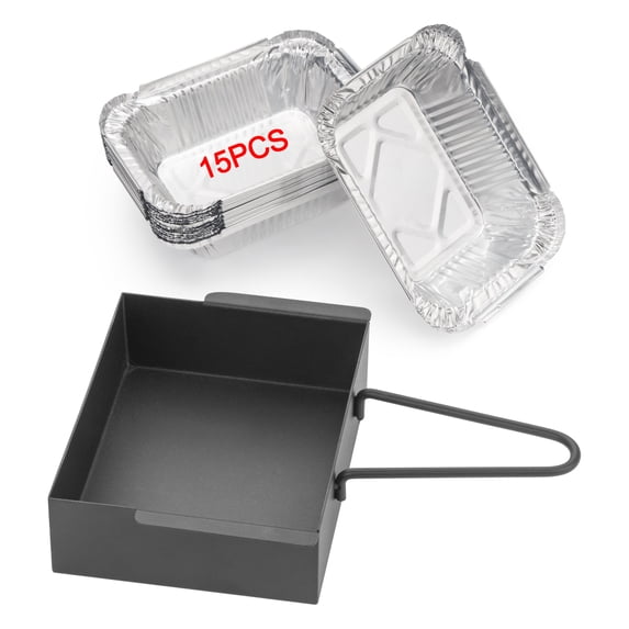 Grill Drip Pan for Nexgrill 720-0830H with 15Pack Aluminum Foil Liner,Grease Catcher Cup Box for Home Depot Nexgrill 720-0830D,720-0888N,720-0925P,720-08882A,Grease Pan for Cuisinart CGG-7400