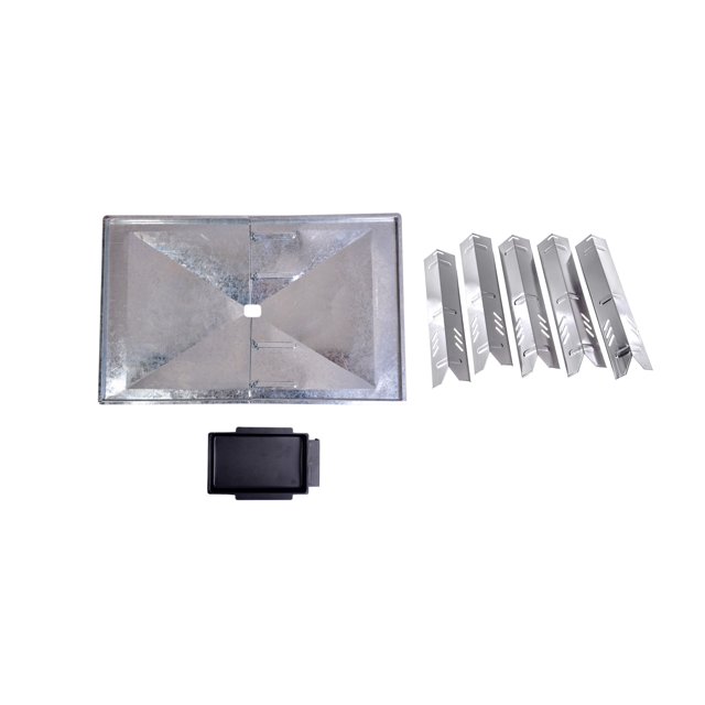 Grill Drip Pans Adjustable Grease Tray (27" to 30") and Heat Plates Set