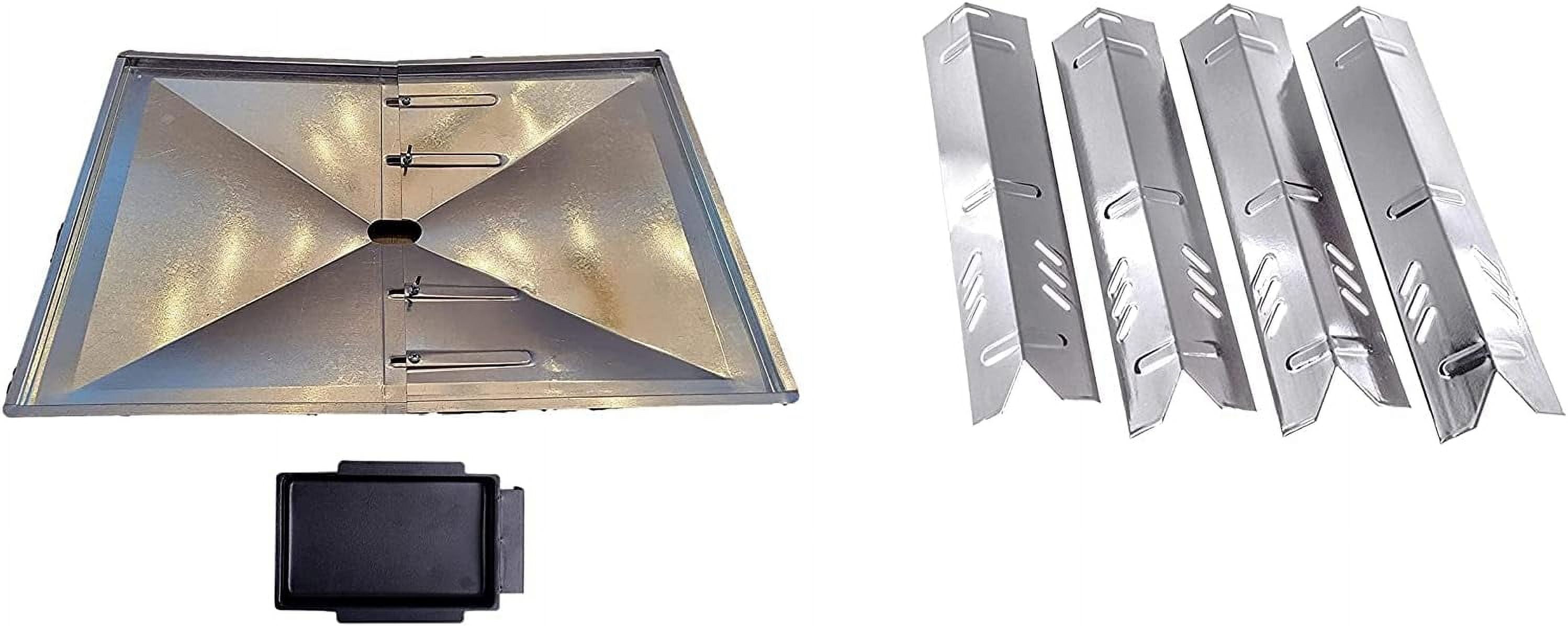 Grill Drip Pans Adjustable Grease Tray and Heat Plates Set Fit for DynaGlo, Uniflame, BHG