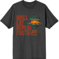 thumbnail image 1 of Grill, Eat, Repeat, Football Adult Charcoal Crew Neck Short Sleeve Tee-Medium, 1 of 2