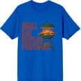 thumbnail image 1 of Grill, Eat, Repeat, Football Adult Royal Blue Crew Neck Short Sleeve Tee-Medium, 1 of 1