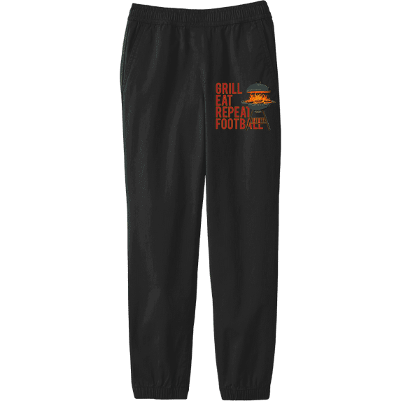 Grill Eat Repeat Football Youth Black Jogger Pants-Small
