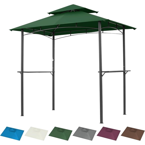 Grill Gazebo Replacement Canopy 5x8, Double Tiered BBQ Tent Top, UV-Resistant Outdoor Patio Shelter Cover