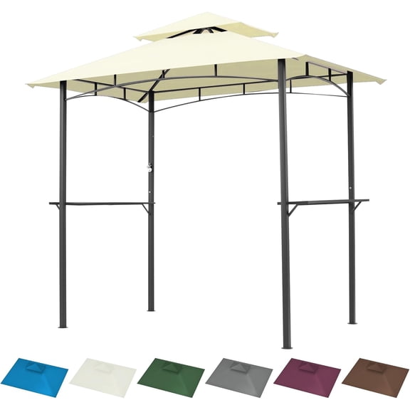 Grill Gazebo Replacement Canopy 5x8, Double Tiered BBQ Tent Top, UV-Resistant Outdoor Patio Shelter Cover