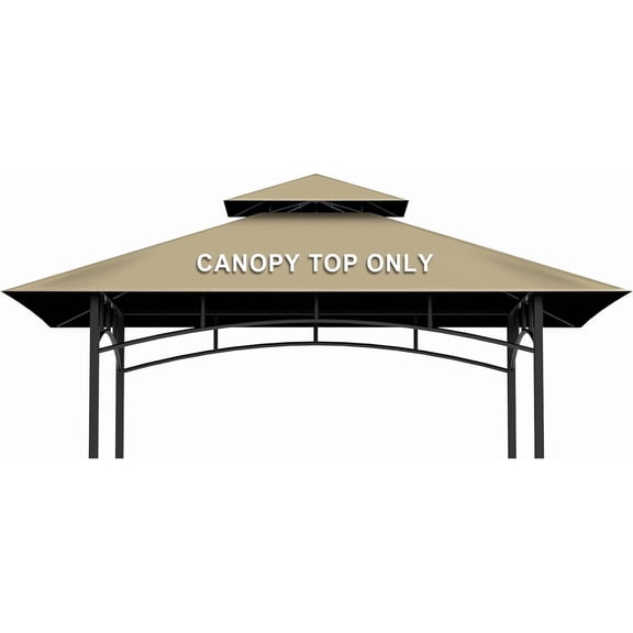 Grill Gazebo Replacement Canopy Top Only - 5' x 8' Outdoor BBQ Gazebo Canopy Roof, Waterproof Double Tiered Shelter Cover Fit for Model L-GG001PST-F (Khaki, 5x8)
