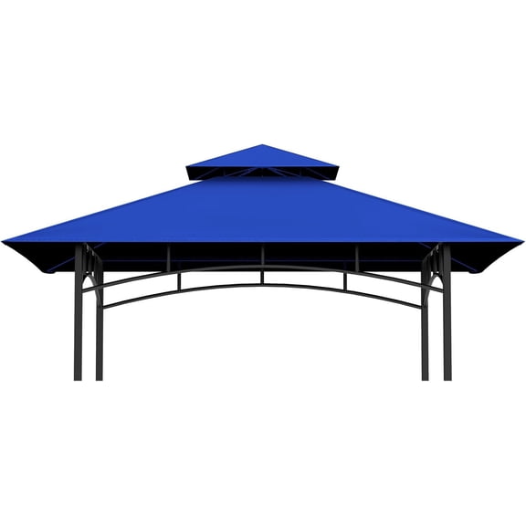 Grill Gazebo Replacement Canopy Top - 5'x8' Outdoor BBQ Tent Roof Cover Double Tiered Outdoor Grill Shelter Fit for Model L-GG001PST-F (Blue)