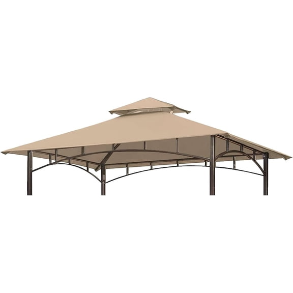 Grill Gazebo Replacement Canopy Top -  5x8 Gazebo Roof Double Tiered Outdoor BBQ Roof Cover Grill Shelter Only Fit for Model L-GG001PST-F (Beige)
