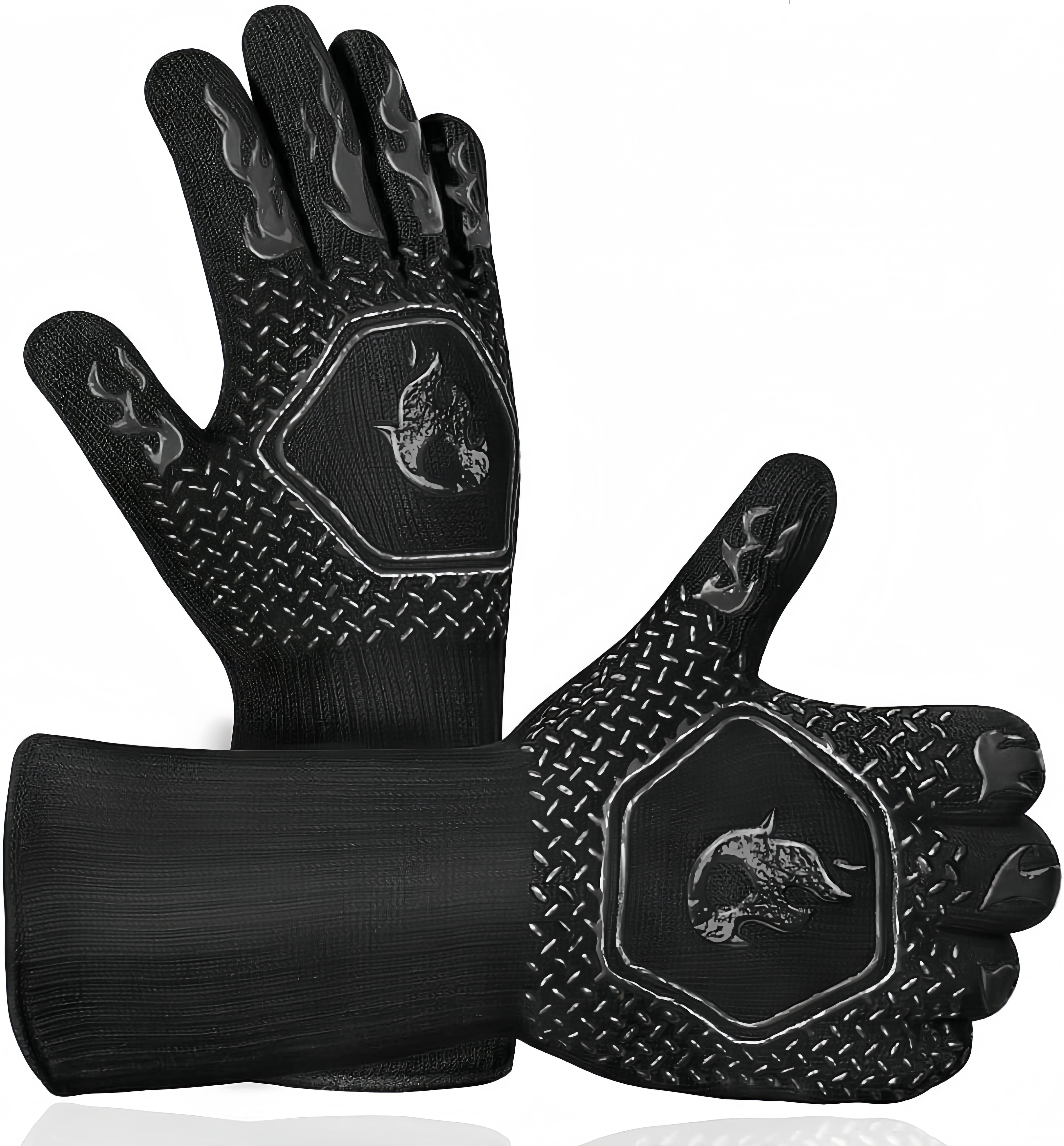 Grill Gloves & BBQ Gloves, Non‑Slip Silicone Barbecue Oven Mitts, Cut ...