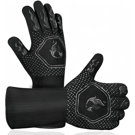 Grill Gloves & BBQ Gloves, Non‑Slip Silicone Barbecue Oven Mitts, Cut ...