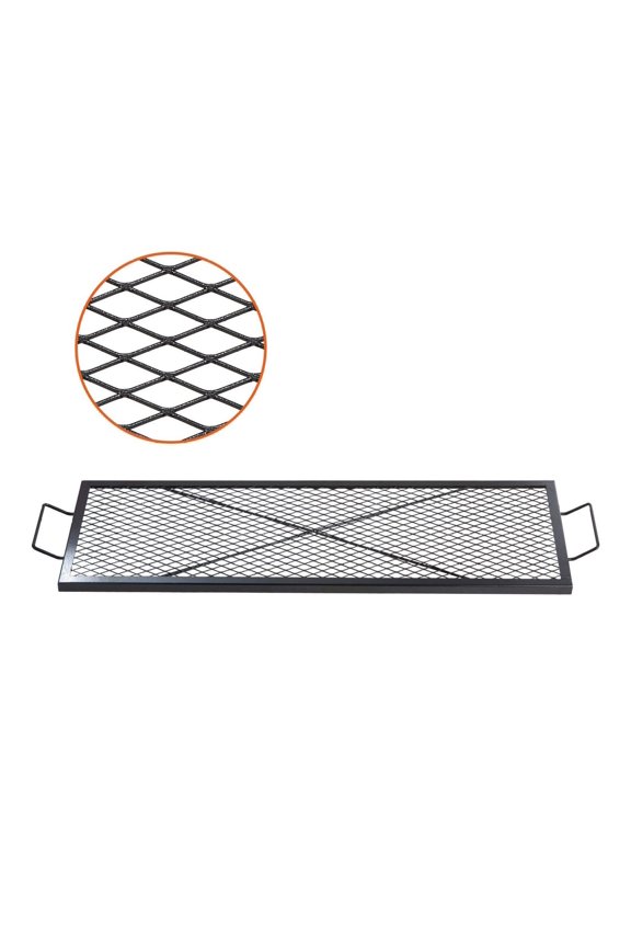Grill Grate 44 Inch, Heavy Duty Steel Camping Grill, Rectangle BBQ Grid with Handle, Portable Campfire Cookware for Outdoor Cooking, Black