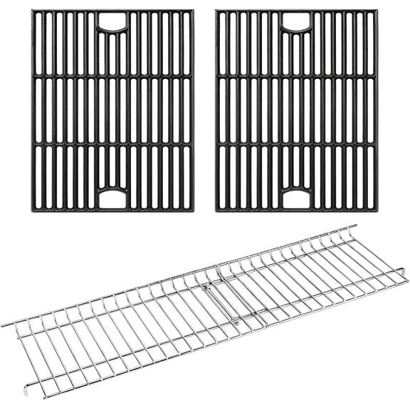 Grill Grates & Warming Rack Kit for Nexgrill 720-0830H/720-0888S | 17 x26.5'' Cast Iron Cooking Grates and 25 3/5'' Stainless Steel Warming Rack for Nexgrill 4/5 Burner Replacement Parts
