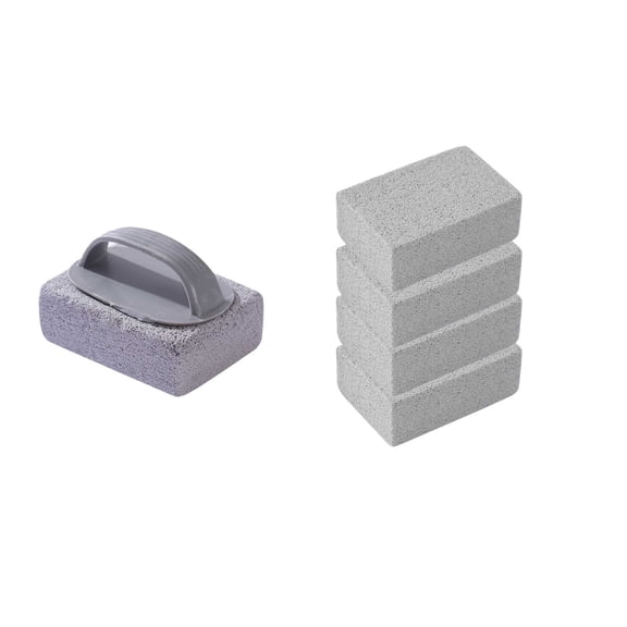 Grill Griddle Cleaning Brick Block 2.7''X3.9'' Ecological Grill Cleaning Brick De-Scaling Cleaning Stone for Removing Stains BBQ(1Pc with Handle, Stone*4 )