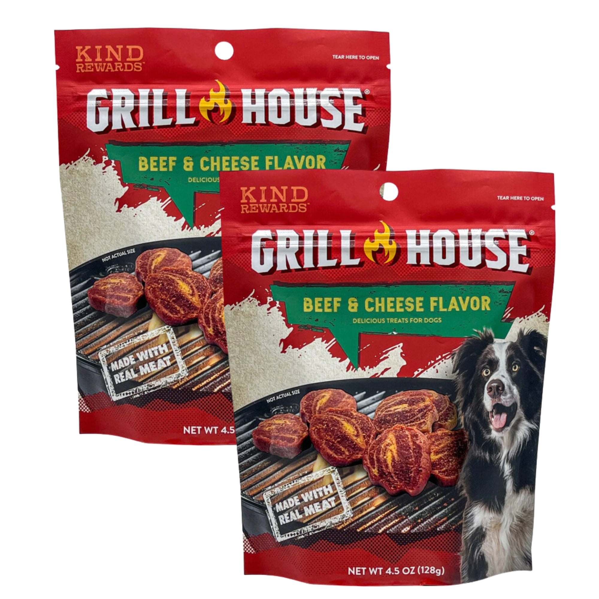 Grill House Beef Cheese Flavor Dog Treats Made with Real Meat Good Source of Protein with Crunchy Texture for Treating Rewarding Training Snacking