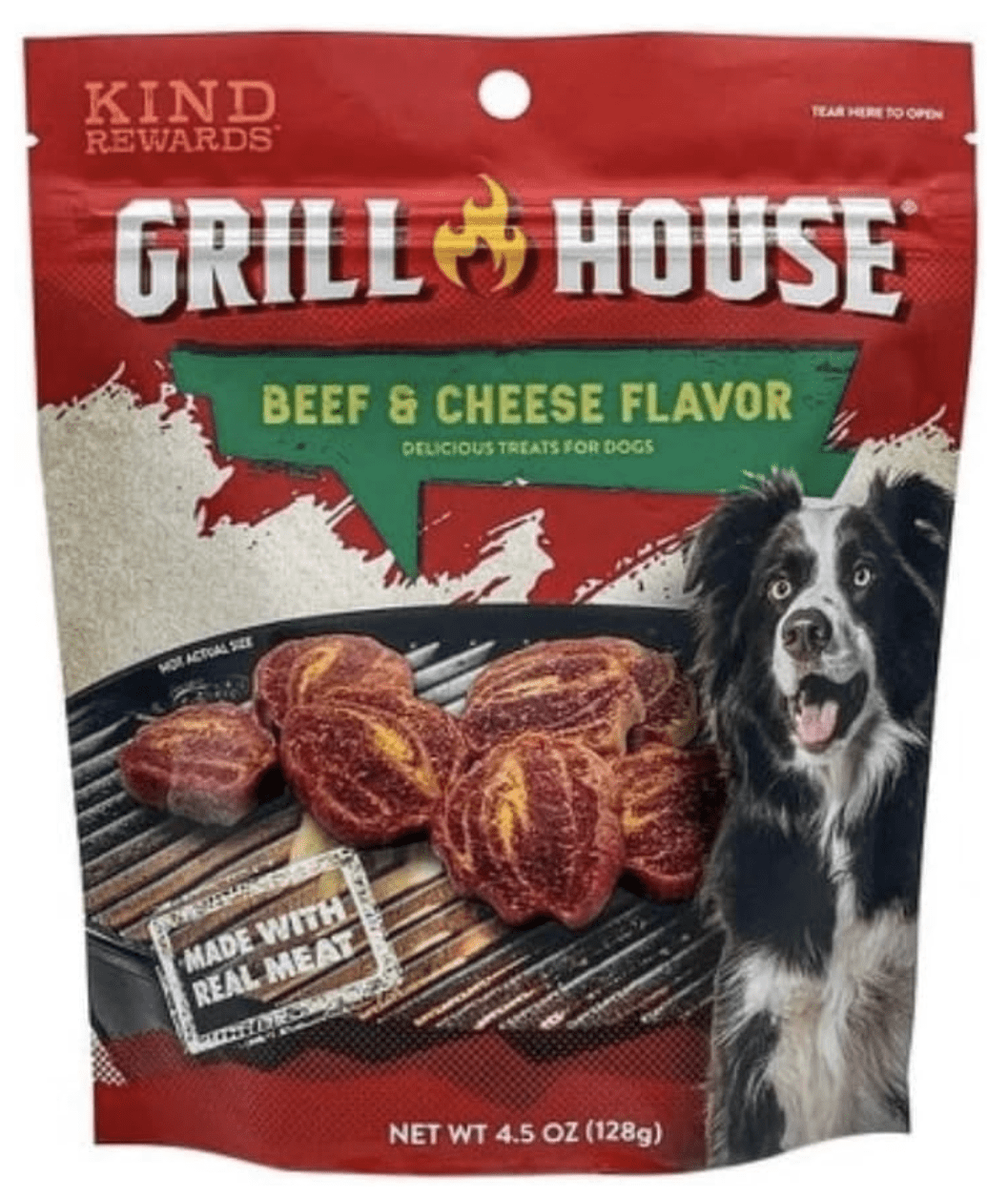 Grill House Beef & Cheese Flavor Dog Treats Made with Real Meat Good