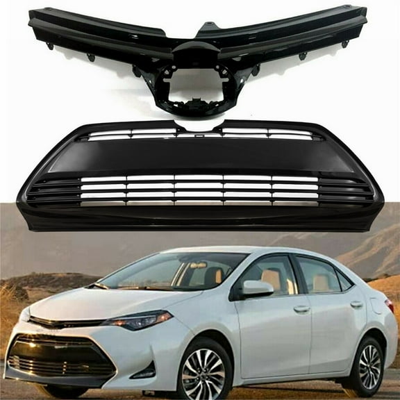 Grill Inserts Front Bumper Grille 5311202730 5311102B00 Fits for Toyota Corolla Base CE L LE XLE 2017 2018 2019