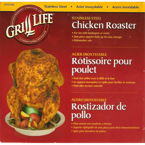 Grill Life Stainless Steel Grilling or Oven Upright Chicken Roaster Pan
