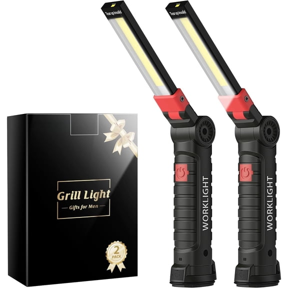 Grill Light, BBQ Grilling Accessories for Outdoor Grill, Rechargeable LED Work Barbecue Light with Base and Hook, Valentines Day Gifts for Men Him Husband Boyfriend Dad