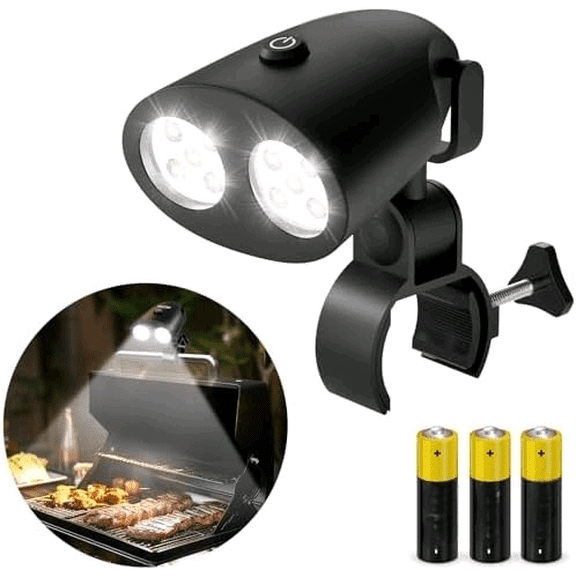 Grill Light Grilling Accessories: Mens Dad Gifts for Fathers Day - LED Bright Smoker BBQ Light for Outdoor Grill - Clamp-On Handle Mount Two Brightness Settings with Batteries$$Garden & Patio
