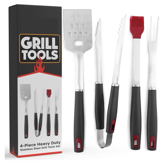 Grill Lover\'S Grill Tool Set Premium 4-Piece Stainless Steel Grilling Utensils
