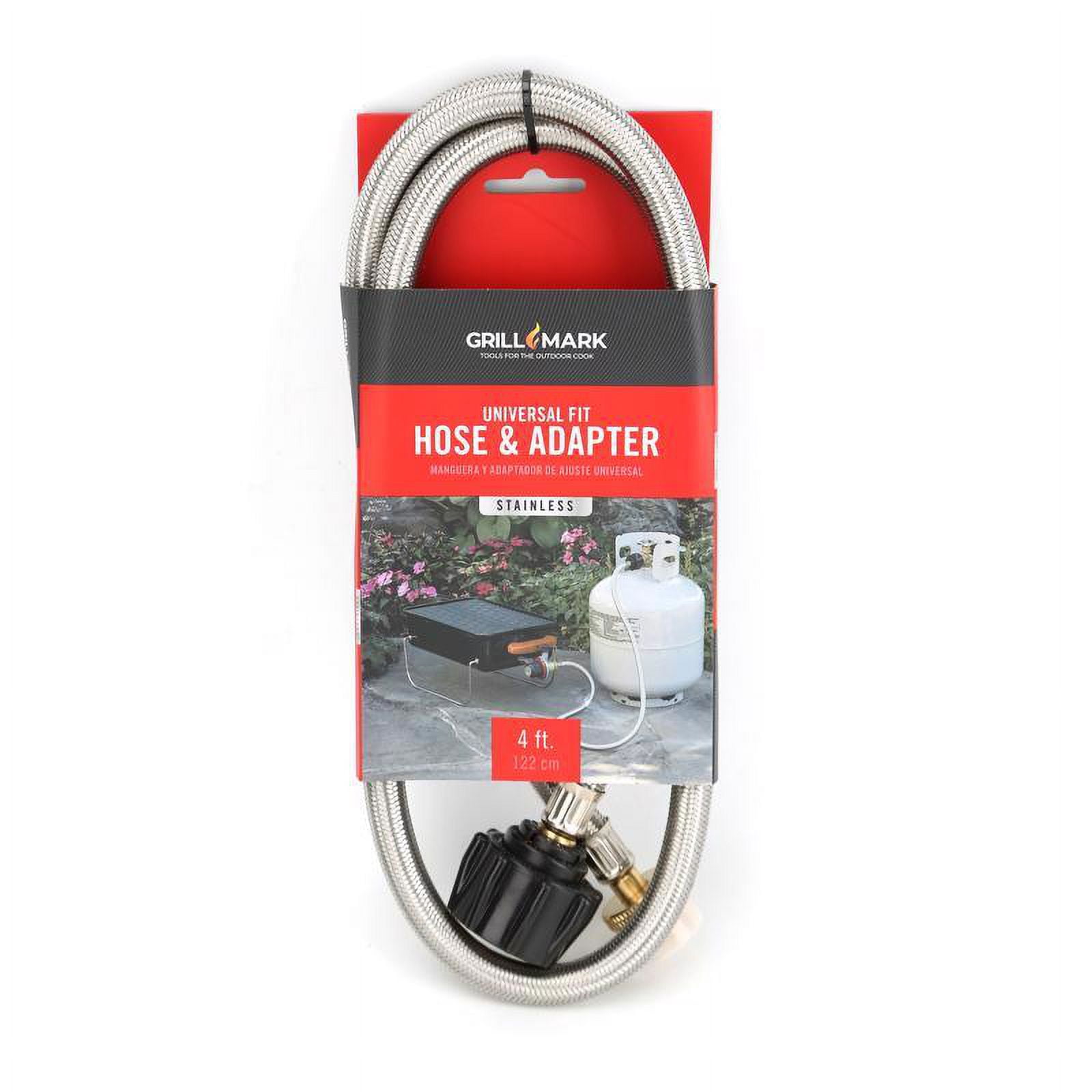 48-inch Stainless Steel Gas Line Hose and Adapter for Grills